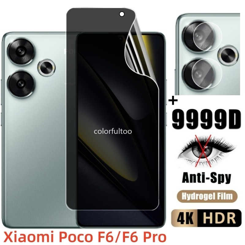 2in1 Anti-Spyความเป็นส่วนตัวHydrogelฟิล์มสําหรับXiaomi Poco F6 Pro F 6 PocoF6Pro 5G 2024 เต็มรูปแบบด้านหน้านุ่มส่วนตัวHydrogelป้องกันหน้าจอกล้องเลนส์ฟิล์ม