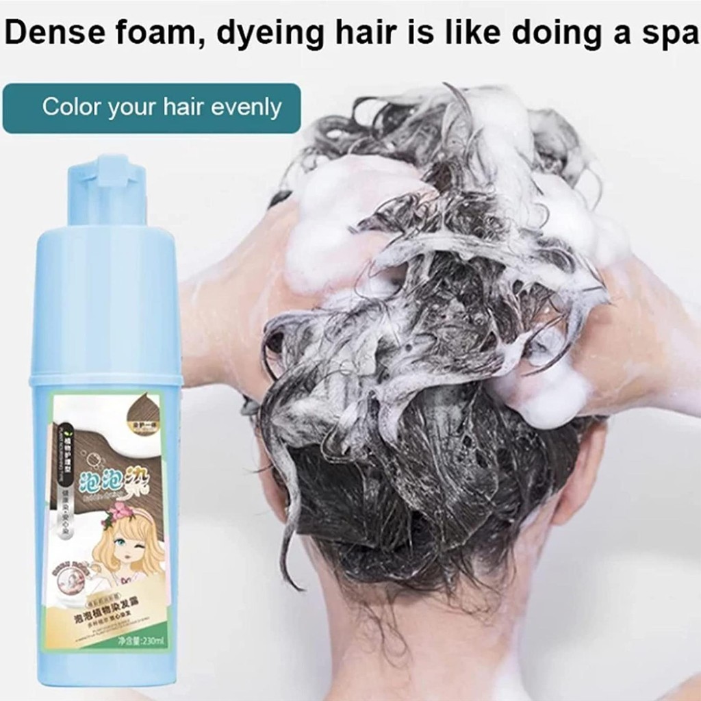 สารสกัดจากพืชธรรมชาติ Bubble Hair Dye 3 in 1 Plant Essence Bubble Hair Dye Shampoo Instant Hair Color Shampoo haruath