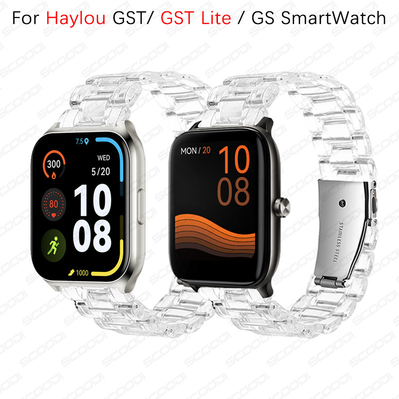 โปร่งใสน้ําหนักเบาเรซิ่นสร้อยข้อมือสําหรับ Haylou Smart Watch 2 Pro LS02 Pro / GST / GST Lite / GS สายรัดข้อมือ