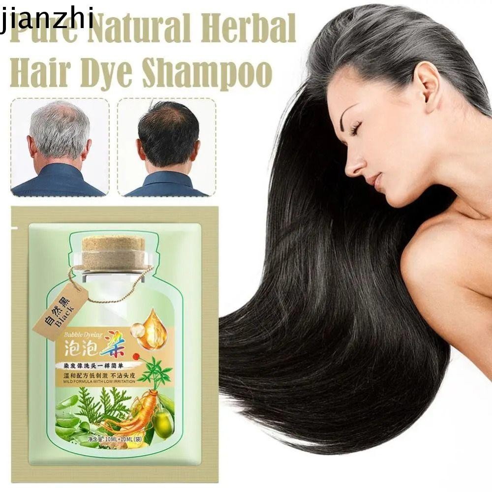 Jianzhi Bubble Hair Dye, Easy To Wash No Stimulation Hair Color Shampoo, Effective Long-lasting Hair Coloring Shampoo Men