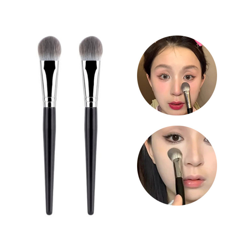 Highlighter ลิ ้ น-รูป Blusher Face Highlighter การตั ้ งค ่ าแปรงแต ่ งหน ้ าผสมหัวแบน