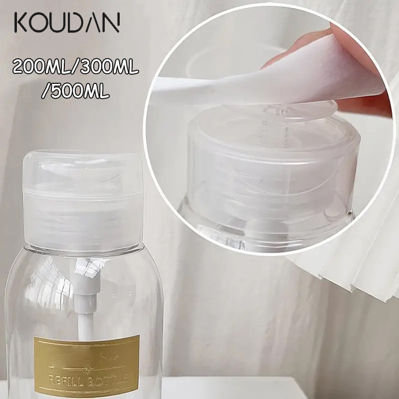 เครื่องมือทําเล็บขวดกดขวดน้ํายาล้างเล็บขวดผลักลงเล็บเครื่องมือศิลปะขวดเก็บที่ว่างเปล่า500มิลลิลิตร คูดัน