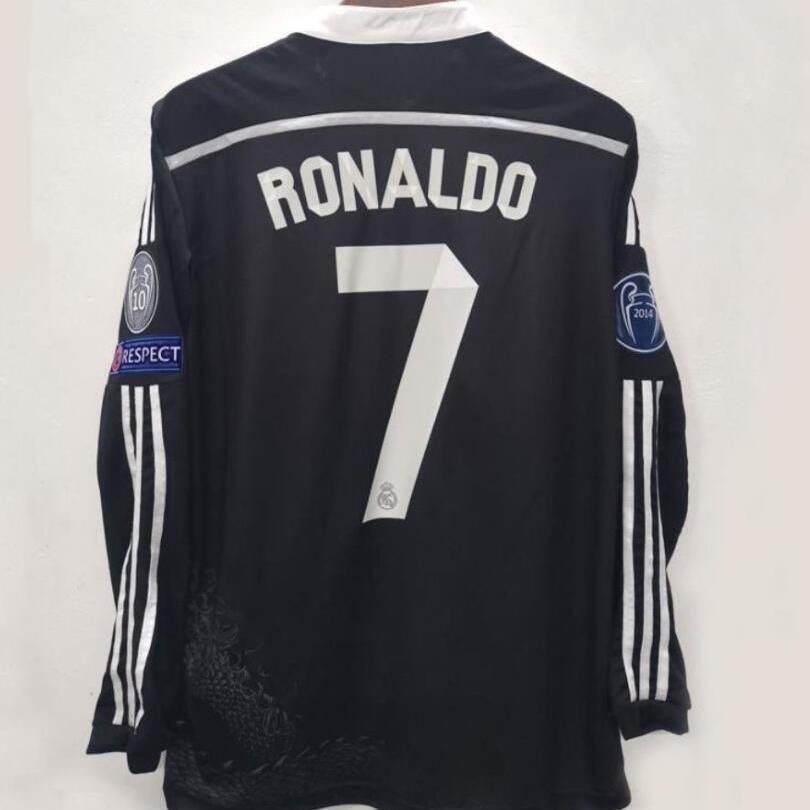 Retro 14-15 Real Madrid Football jersey Black Dragon SERGIO RAMOS RONALDO BALE เสื้อฟุตบอลผู้ใหญ่เสื้อแขนยาว