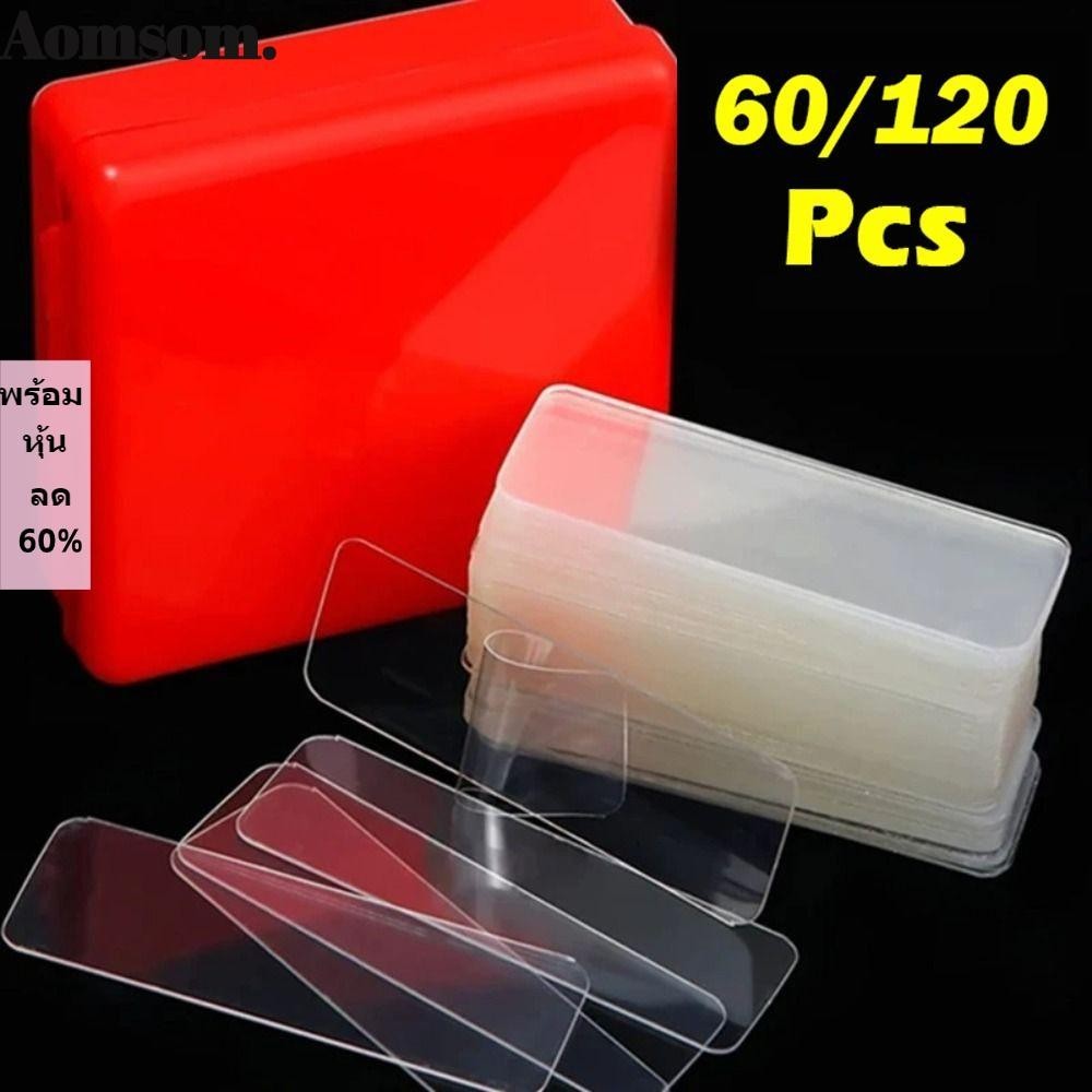 Aomsom 60 ชิ้น/120 ชิ้นกาวสองหน้า, Non-markin Reusable สติ๊กเกอร์ติดผนัง,โปร่งใสกันน้ําที่ถอดออกได้เทปกาว
