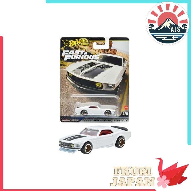 Hot Wheels Wild Speed - 1969 Ford Mustang Boss 302 Ride-on Toy Mini Car for Ages 3 and Up White HYP71
