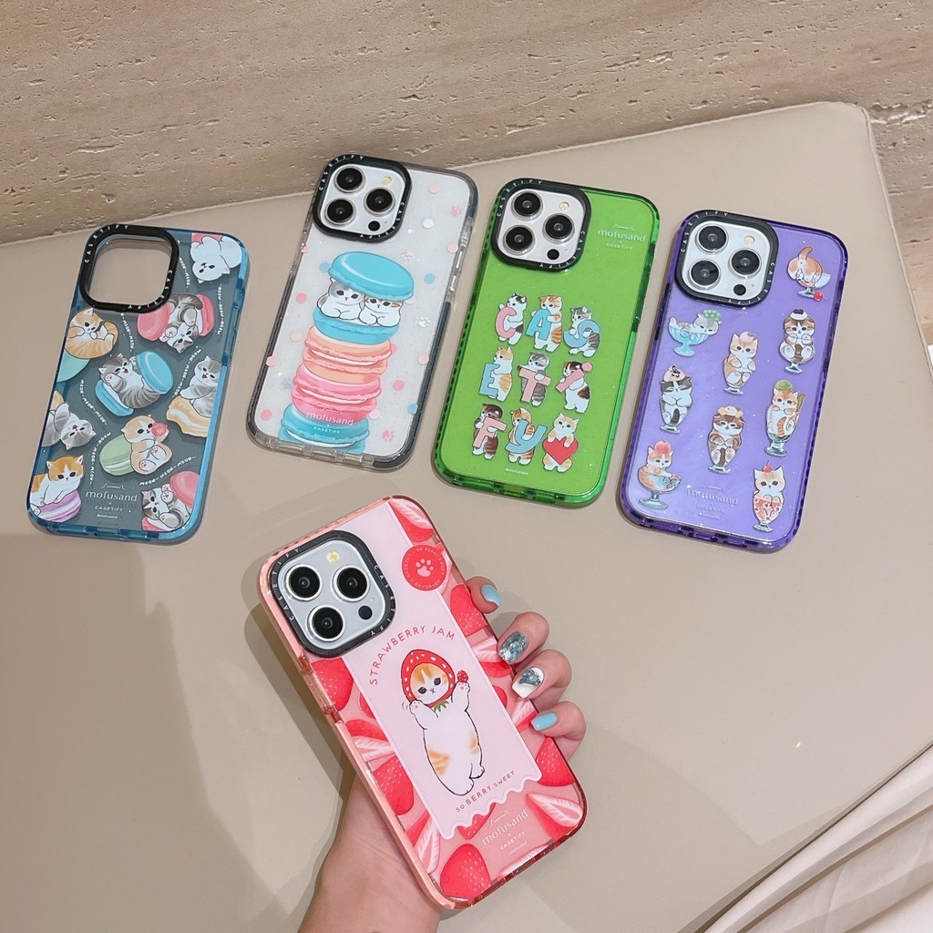Casetifymoffusand CatiPhone สําหรับ 15 Pro Max 14 Plus 13 12 11 TPU Glitter powder ตัวอักษรด้านข้างกันกระแทกฝาครอบโทรศัพท์ INS สไตล์ปลอก