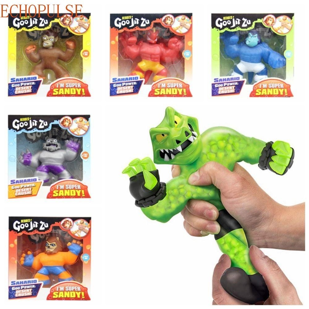 Echopulse Goo Jit Zu เกมบีบ,สัตว์ยาง Man จระเข้ Super Heroes ของเล่นยืด, Vent ของเล่น Dragon Lion Wolf ของเล่นเด็ก