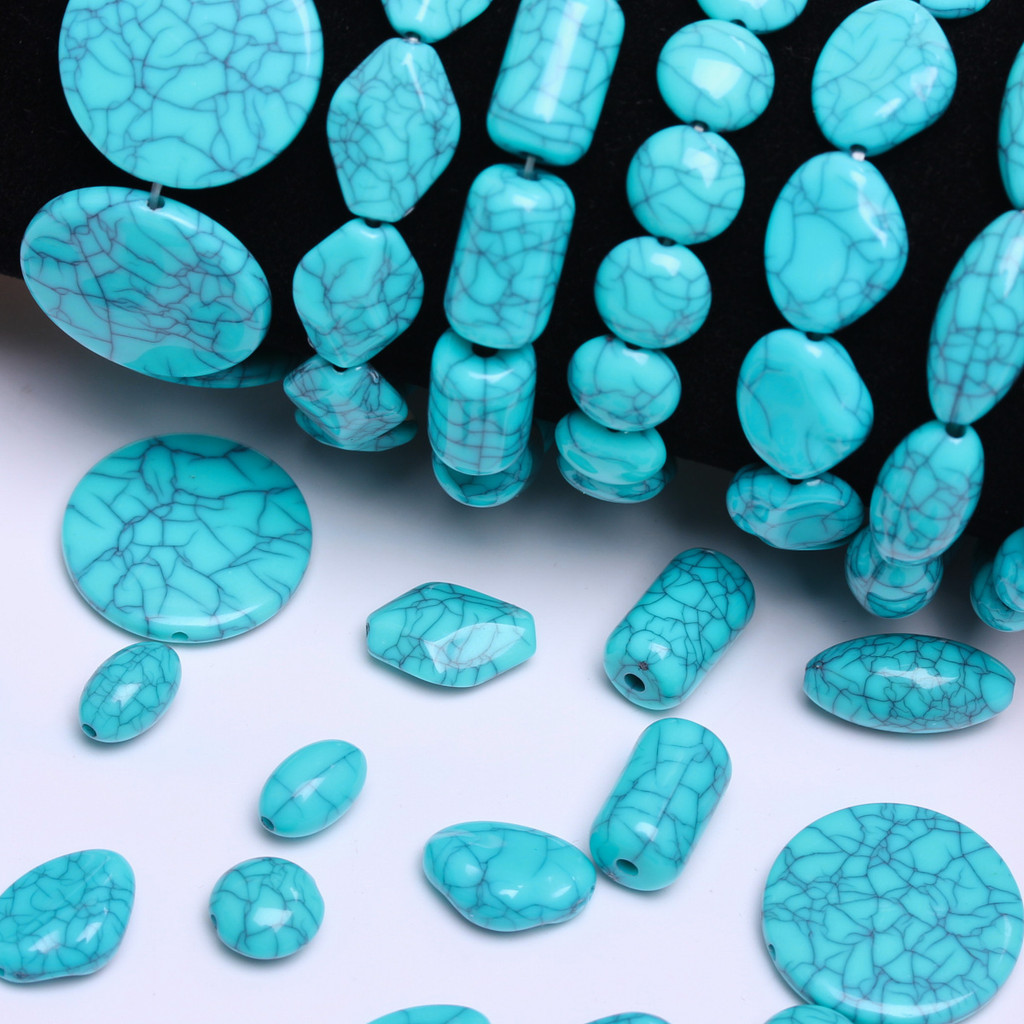 30-5 ชิ ้ น 11-25 มิลลิเมตรเรขาคณิต Spacer ลูกปัดหลวมเลียนแบบ Turquoises DIY สําหรับสร ้ อยคอเครื ่ องประดับทํา Charms อุปกรณ ์ เสริม