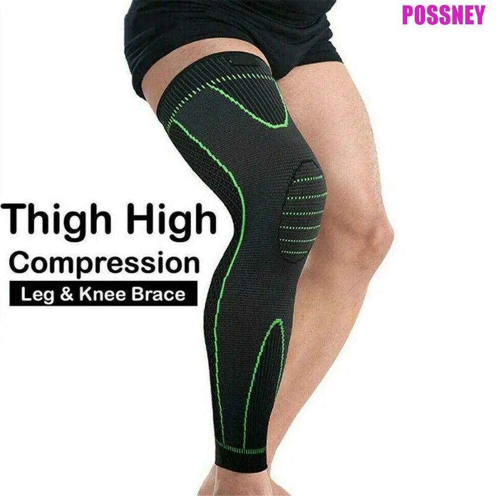 Possney วิ่งกีฬารองเข่า,ไนลอน Patella รั้งยาวเต็มขาแขน,ระบายอากาศยืดหยุ่นสูงป้องกัน Meniscus ฟิตเนส Kneepad ฟิตเนสวิ่งขี่จักรยาน