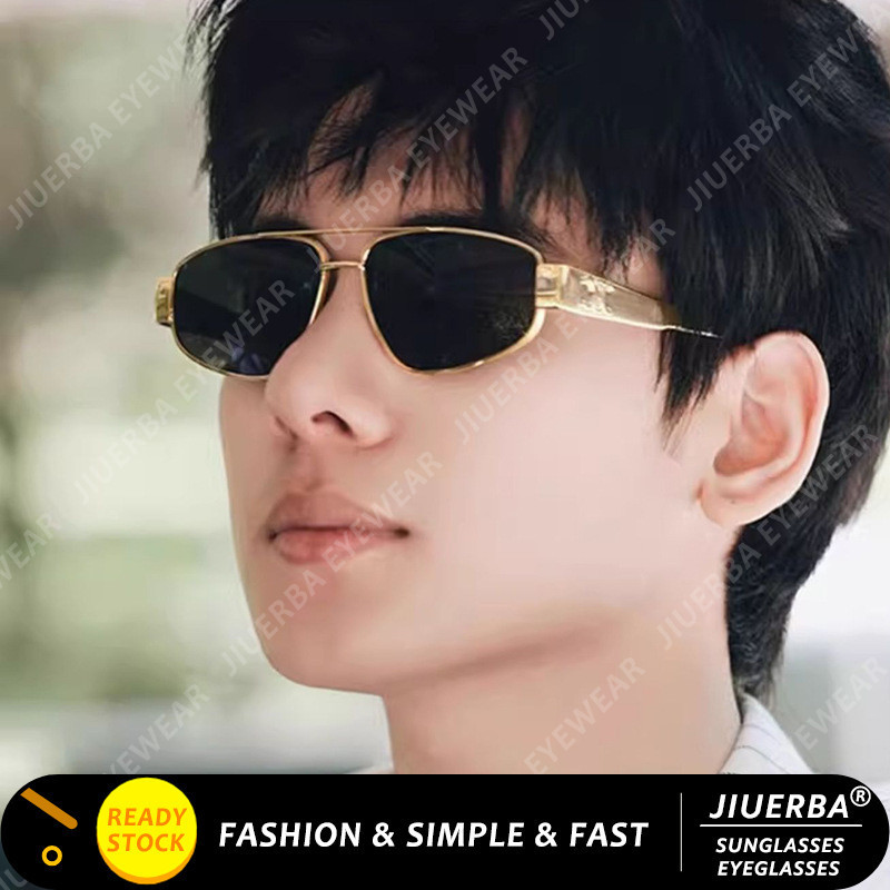 ( Jiuerbatop แว ่ นกันแดด Metal Double Beam สําหรับผู ้ ชายแว ่ นกันแดดตาแมวย ้ อนยุคสําหรับผู ้ หญิง