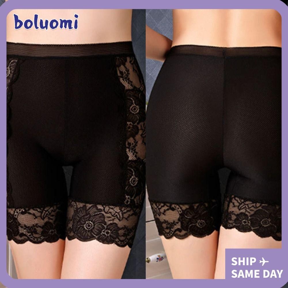 Bolumi ภายใต้กระโปรงนักมวย, Plus ขนาดไม่มีรอยต่อความปลอดภัยสั้นกางเกง,แฟชั่นลูกไม้ Hollow Out Anti Chafing เอวสูงกางเกงขายาวผู้หญิง