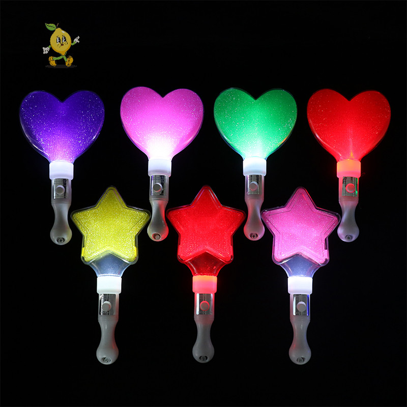 [mozh ] Led Glow Stick Heart Star Shape Luminous Concert Cheering Tube Party Light Stick [TH ]