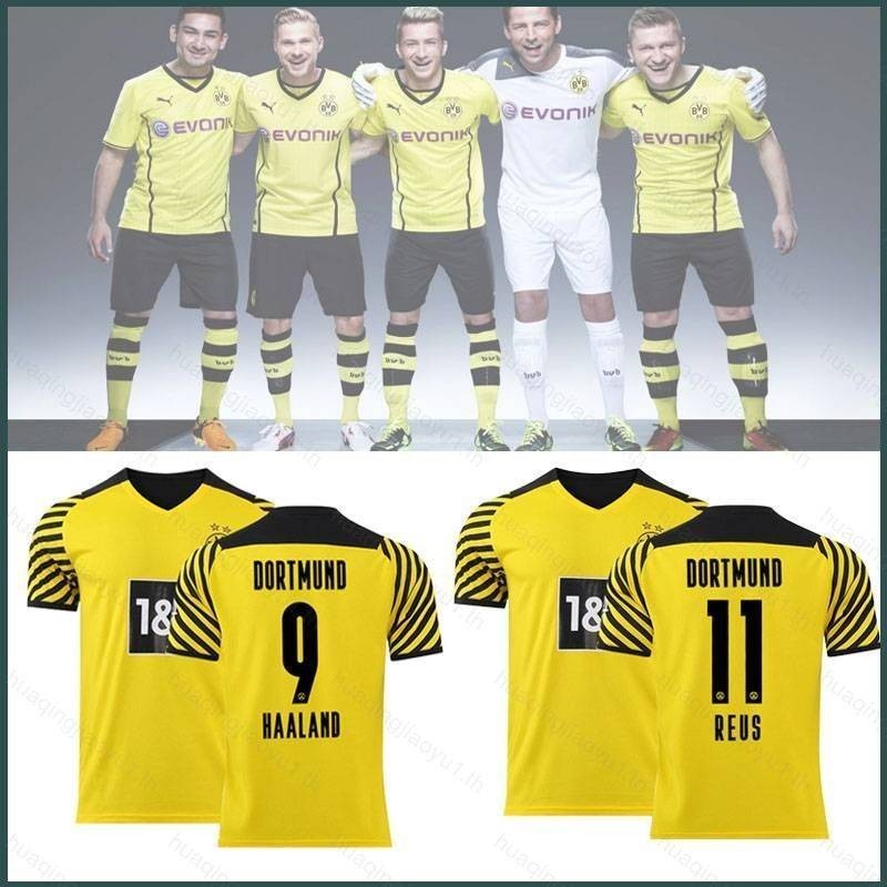 ใหม่ล่าสุด 2021-2022 Bundesliga Borussia Dortmund FC เสื้อฟุตบอล Haaland Reus Tshirt เสื้อฟุตบอลหลวม