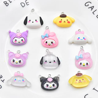 10 ชิ้นเรซิ่นการ์ตูนสัตว์จี้จําลองน่ารัก Meimeidi Chacha สุนัขหูใหญ่สุนัขจี้ diy เครื่องประดับอุปกรณ์เสริม