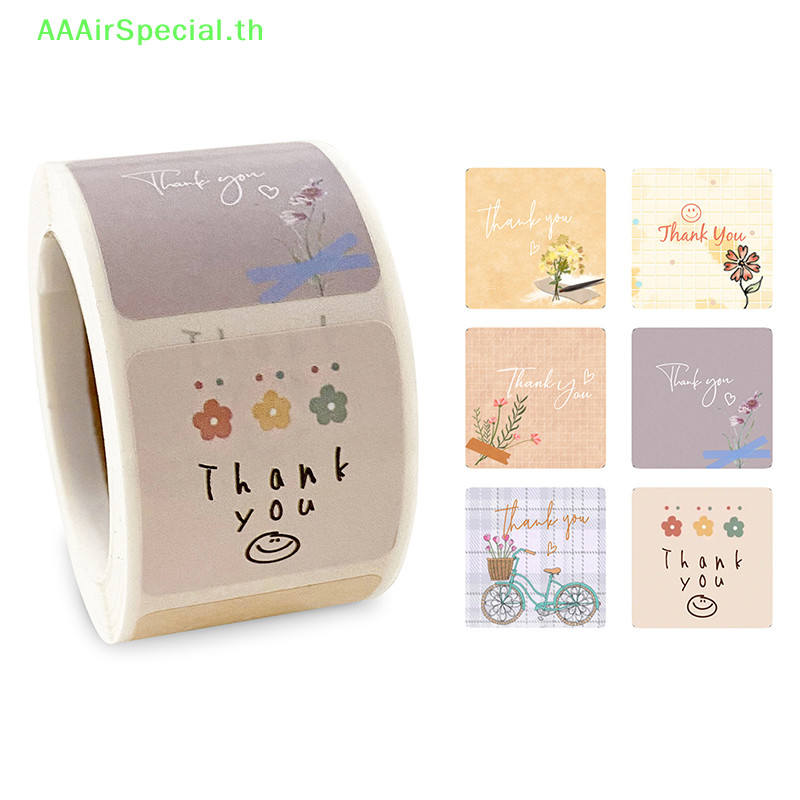 Aaairspecial 300 ชิ้น/ม้วนดอกไม้การ์ตูนน่ารักขอบคุณสติกเกอร์ซีลป้ายซองจดหมาย TH