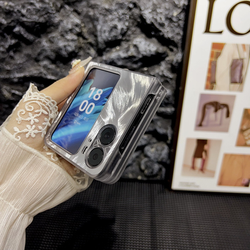 สําหรับ OPPO Find N2 Flip Case Aurora Feather เคสโทรศัพท์กันกระแทกสําหรับ OPPO Find N3 Flip