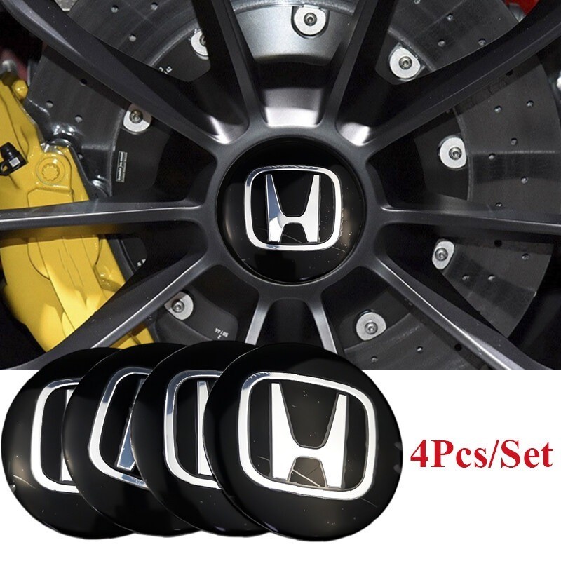4Pcs 56mm ศูนย์ล้อโลโก้ป้ายสติกเกอร์อลูมิเนียมรถยนต์ขอบล้อป้ายตกแต่ง for Honda logo for CIVIC ACCORD FIT CRV