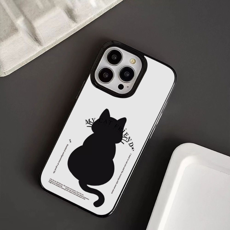 แมวกลับสีขาวเหมาะสําหรับ IPhone 13 15 12 11 14 Pro MAX XR X XS MAX 15Plus 7/8 Plus Se2020 เคสโทรศัพท ์