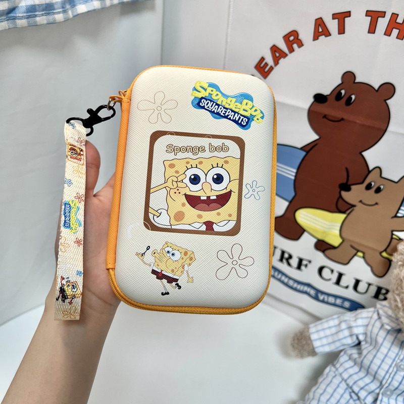 SpongeBob ขนาดใหญ่ Double Layer Organizer กระเป๋าสาย USB Charger หูฟัง Electronics PowerBank Gadget 