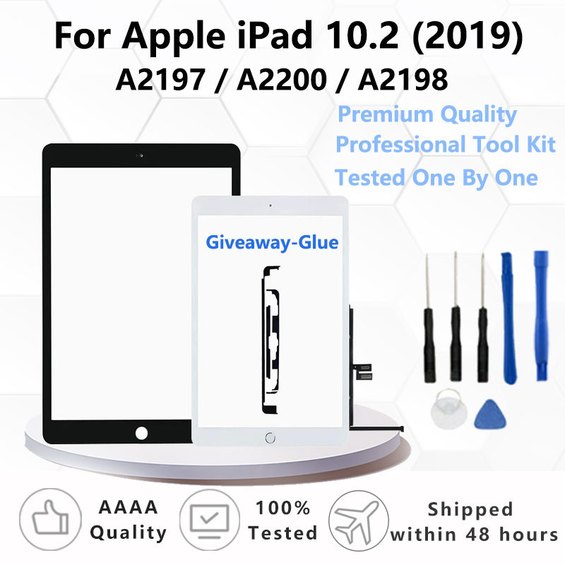 สําหรับ Apple iPad 10.2 (2019) หน้าจอสัมผัสแผงกระจก Digitizer จอแสดงผล LCD สําหรับ iPad 10.2 (2019) A2197/A2200/A2198 หน้าจอแท็บเล็ต