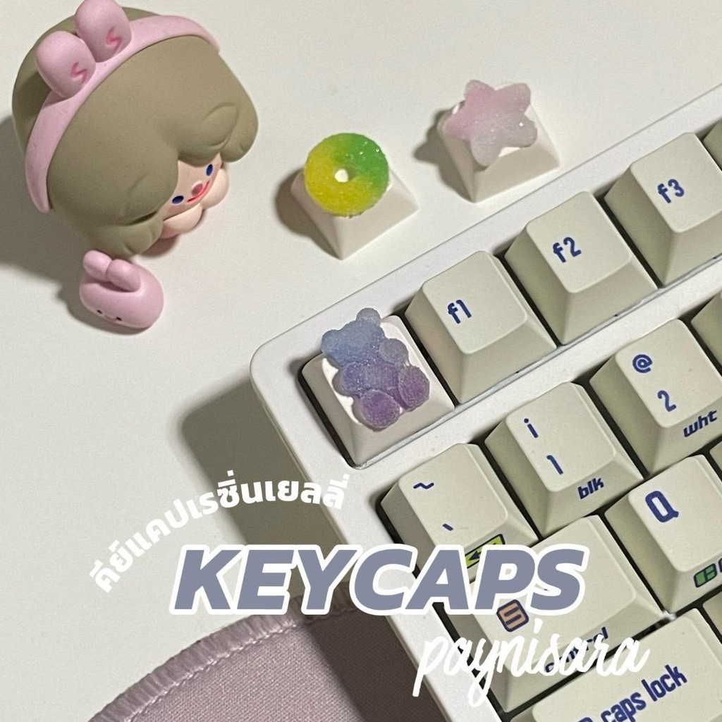 [keycaps] คีย์แคปเรซิ่นเยลลี่ หมี โดนัท ดาว หัวใจ สำหรับ Mechanical Keyboard
