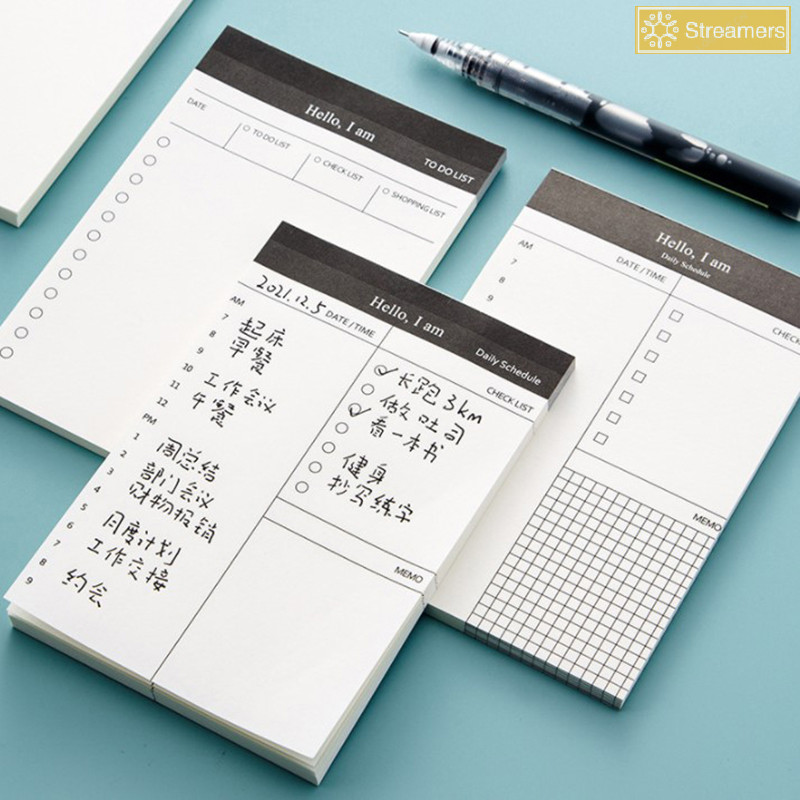 {Streamers} Daily Weekly Planner Agenda Notebook Tearable Memo To Do Listing Goals Note Memo Stationery Office School Supplies ใหม่