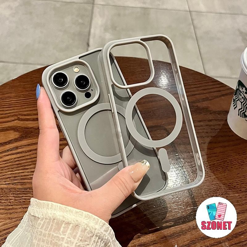 แม่เหล็กโปร่งใสไร้สายชาร์จนุ่มกันกระแทกเคสโทรศัพท์สําหรับiphone 16 15 14 13 12 11 Pro Max 15 Plus XS XR X 8 7 6 6S Plus + SE 2020 Anti-fall Macaronฝาครอบโทรศัพท์