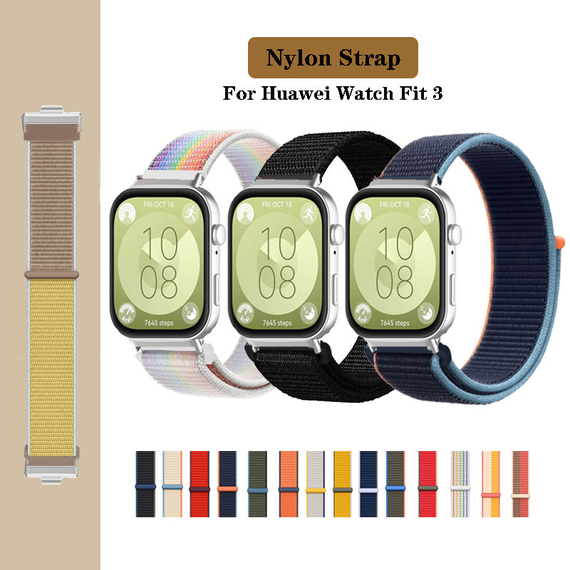 83 + สีสายไนลอนสําหรับ Huawei Watch Fit 3 fit3 สร้อยข้อมือทดแทน