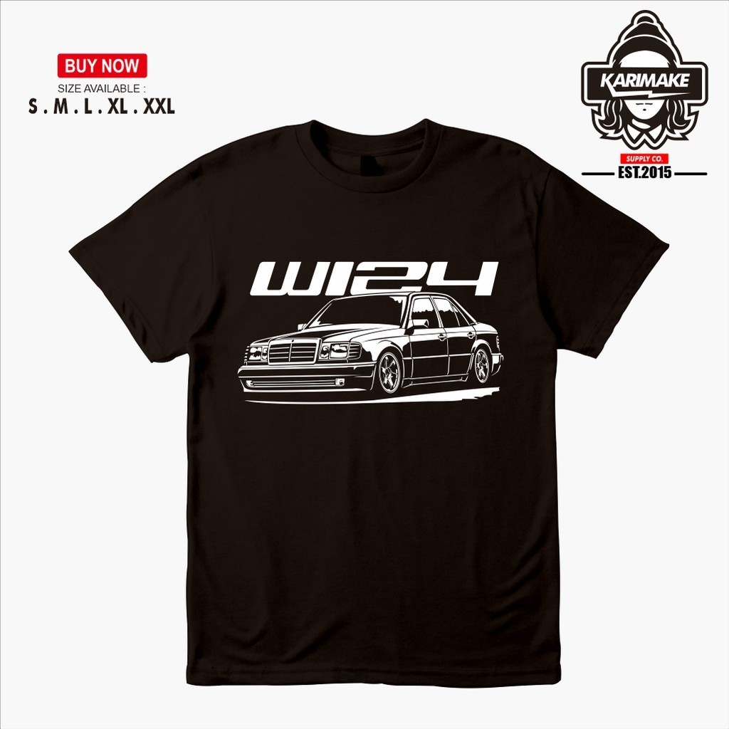 👕👕 เสื้อยืด พิมพ์ลายรถยนต์ K Mercedes Benz W124 JDMUnisex Mercedes-Benz