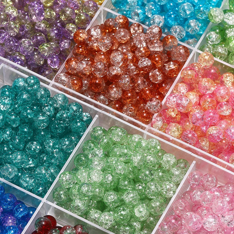 St. kunkka 20-50Pcs ลูกปัดแก้ว 10mm Crack Burst ลูกปัดดอกไม้ สําหรับDIYสร้อยข้อมือลูกปัดสร้อยคอทํา