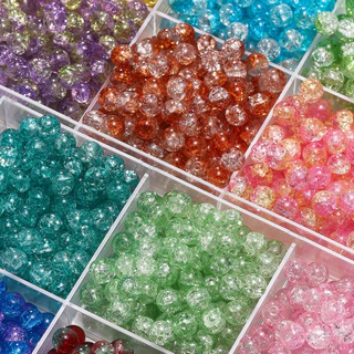 St. kunkka 20-50Pcs ลูกปัดแก้ว 10mm Crack Burst ลูกปัดดอกไม้ สําหรับDIYสร้อยข้อมือลูกปัดสร้อยคอทํา