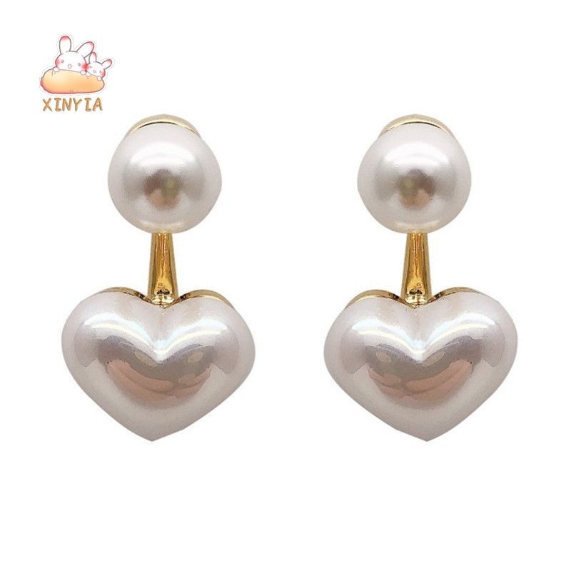 Simple Small Heart Pearl ต่างหูสาวต่างหูอเนกประสงค์ Gentle Temperament ต่างหูXINYIA