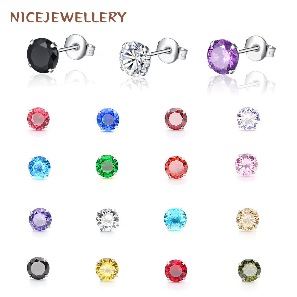 3 มม.Cubic Zircon Ear Pin เหล็กผ่าตัดหู Helix เจาะ 1 Pc Multicolor Stud ต่างหู 20G Ear Stud