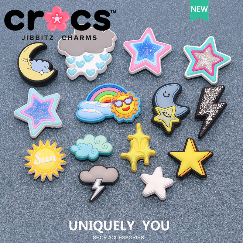 Jibbitz crocs charms รองเท้าหัวเข็มขัดรูอุปกรณ์เสริมสภาพอากาศ Series Rainbow Sun Meteor Moon แฟชั่นน่ารักตกแต่งหัวเข็มขัดรองเท้าอุปกรณ์เสริม