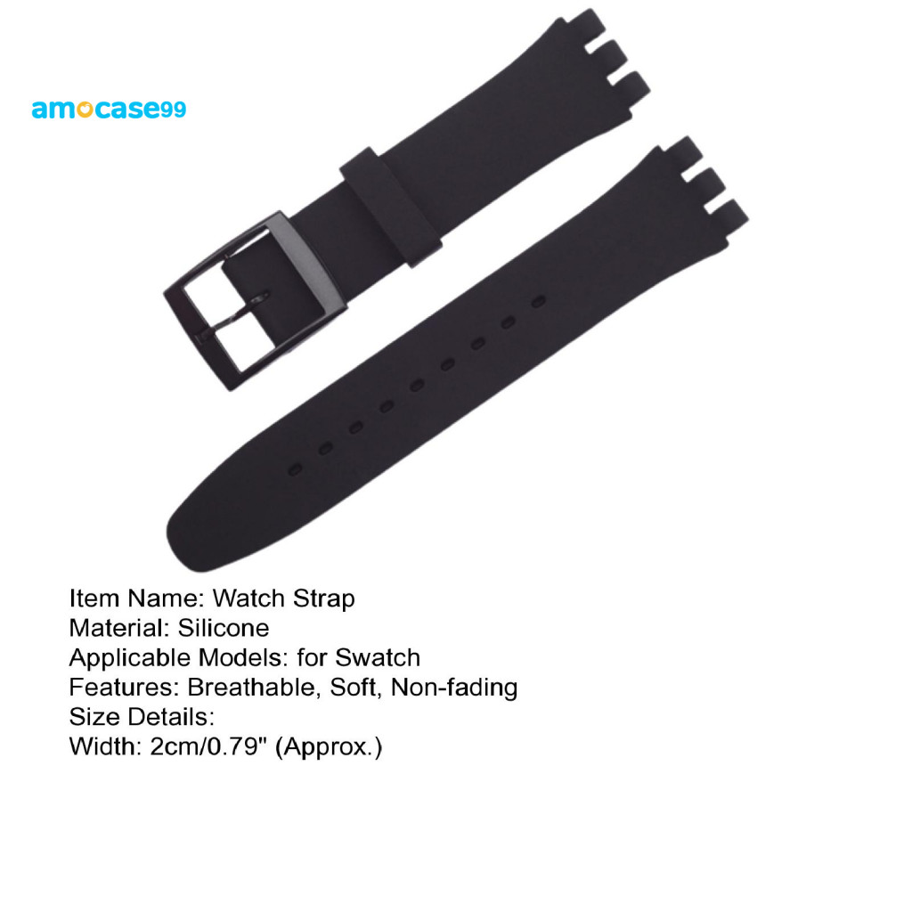SWATCH Amocase99 20 มม.นาฬิกาเข็มขัดเหงื่อBreathableซิลิโคนนุ่มสมาร์ทนาฬิกาข้อมือสําหรับSwatch