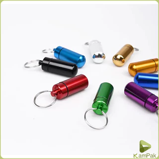 KamPak กล่องยายาพวงกุญแจอลูมิเนียม กล่องใส่ยาขนาดเล็กแบบพกพากันน้ำ Keychain Pill Box