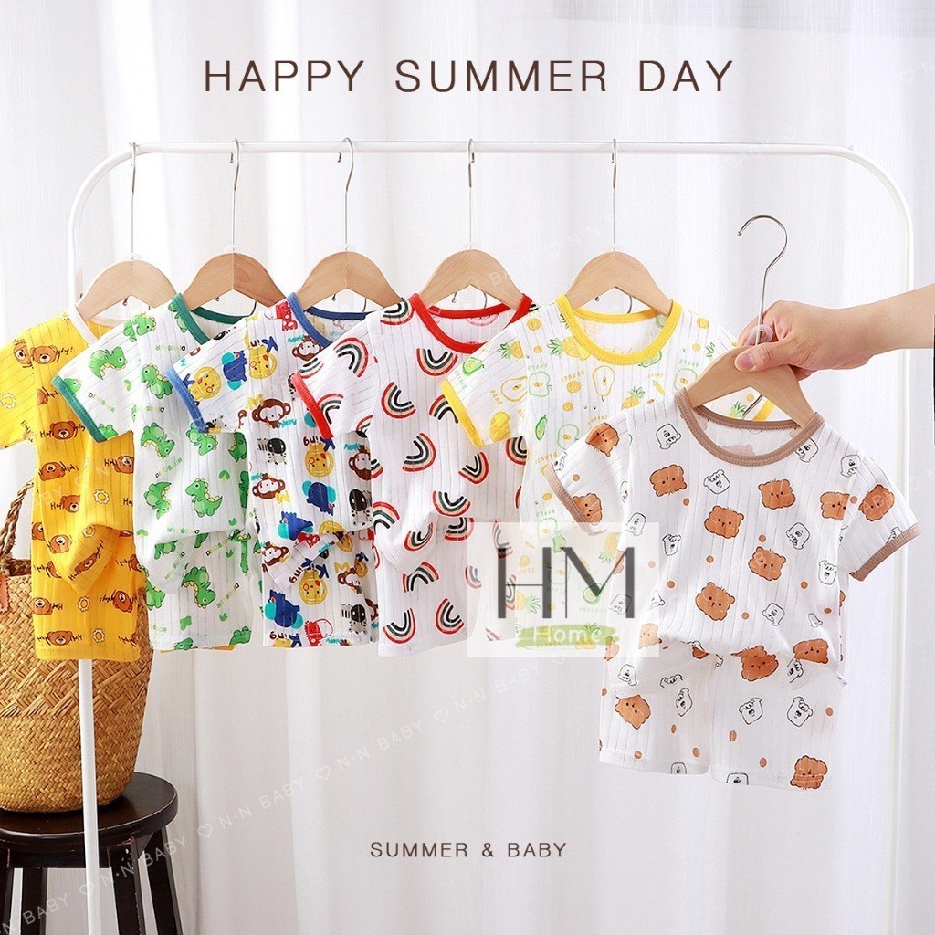 ชุดนอนเด็กผ้าใยไผ่ ชุดนอนเซท 2 ชิ้น เสื้อผ้าเด็ก เสื้อ+กางเกง - รูปที่ 2