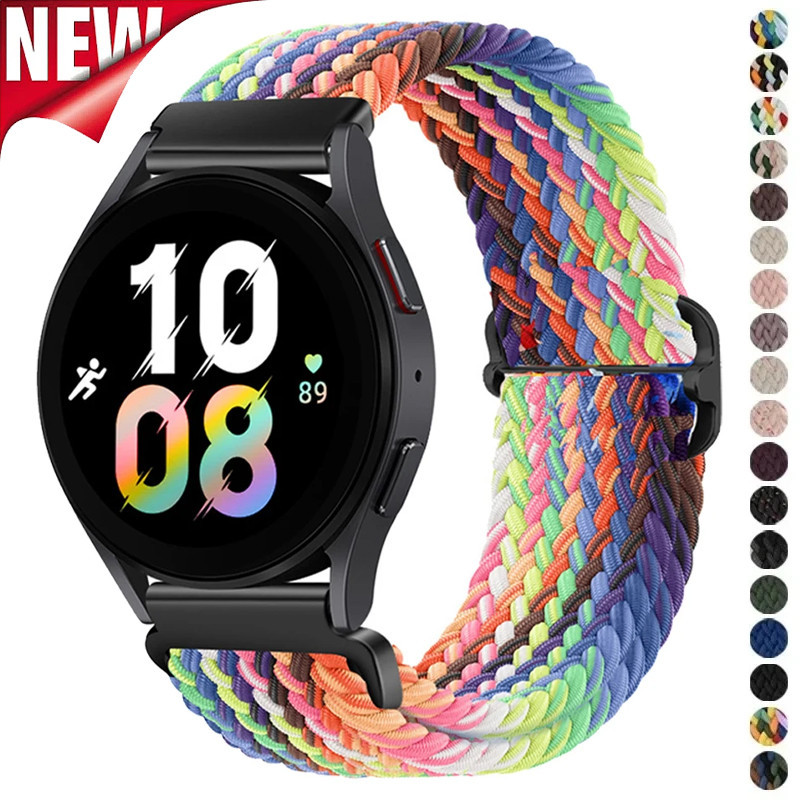 สายรัดไนลอนสําหรับ Samsung Galaxy Watch 6 5 4 40 มม.44 มม.6 4Classic 43/47/20/22 มม.ถัก Solo Loop Band สําหรับ Huawei นาฬิกา 3 4Pro