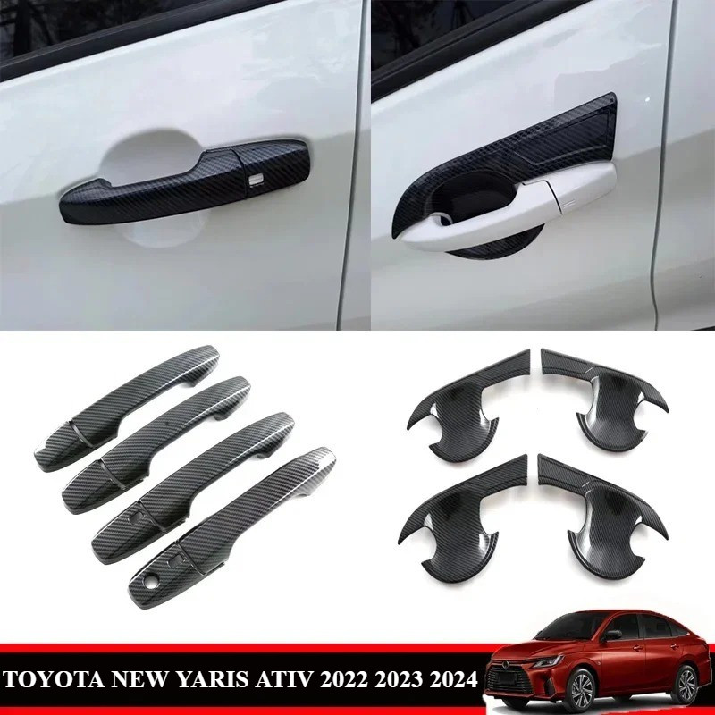 Toyota NEW YARIS ATIV 2022 2023 2024 ABS ภายนอกประตูฝาครอบมือจับประตูชาม Trim อุปกรณ์เสริมรถจัดแต่งทรงผม