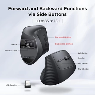 UGREEN เมาส์ไร้สาย Wireless Vertical Ergonomic mouse เมาส์เพื่อสุขภาพ เมาส์แนวตั้งไร้สาย รุ่น M571