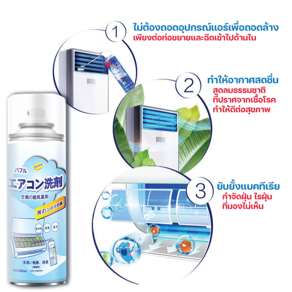 โฟมล้างแอร์ สเปรย์ล้างแอร์ สเปรย์โฟมล้างแอร์ (กลิ่นมิ้นท์) นวัตกรรมใหน้ำยาฆ่าเชื้อ ทำความสะอาดแอร์ - รูปที่ 4