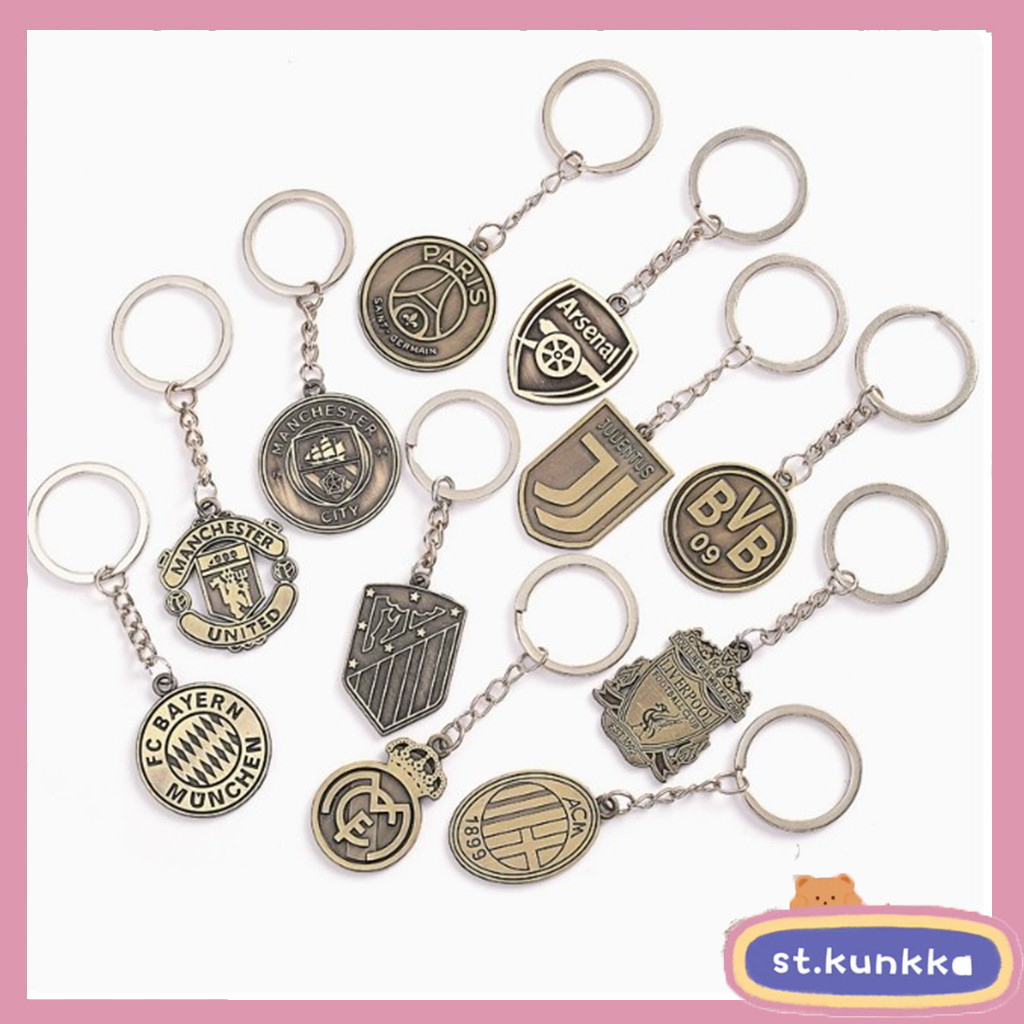 อุปกรณ์เสริมพวงกุญแจโลหะผสม Electroplating Brushed Craft Bronze พวงกุญแจฟุตบอลจี้อุปกรณ์เสริมแฟชั่น
