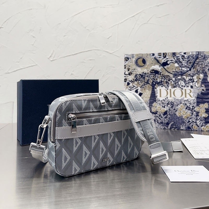 (พร้อมกล่อง) Di0r SAFARI Messenger Bag Diamond Canvas Mens Fashion Temperament Homme Camera Bag