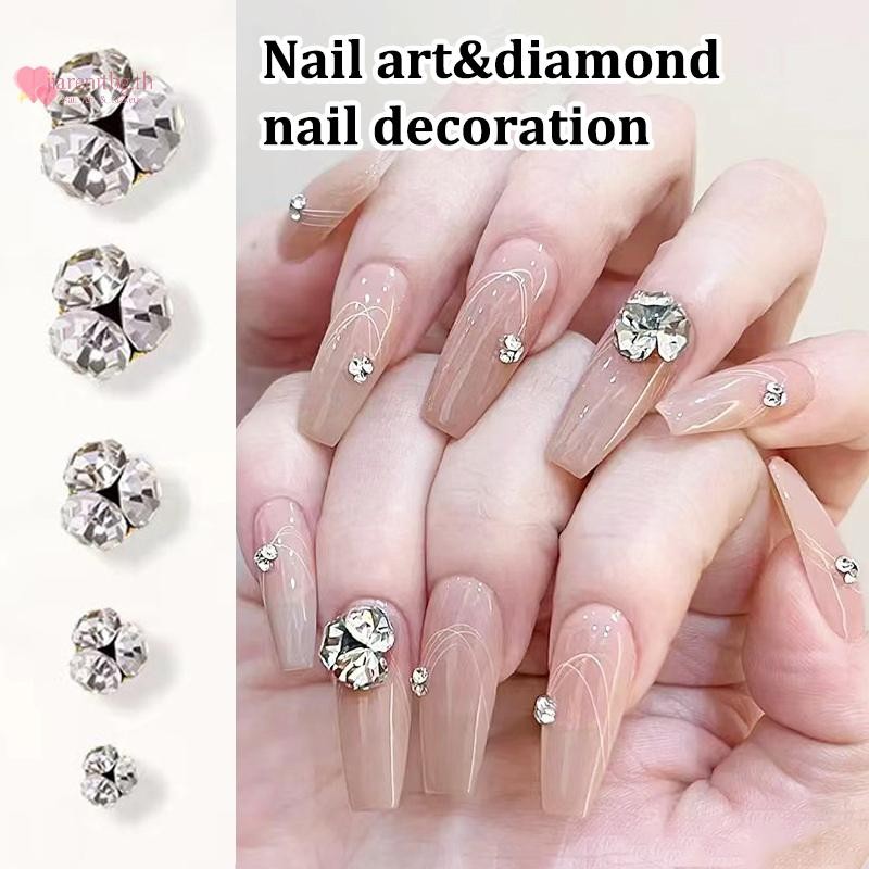 RENBG 10 ชิ้นเล็บอุปกรณ์เสริมคริสตัลโปร่งใส Super Sparkling ขนาดเล็กเล็บ Charms ตกแต่งเล็บคริสตัล TH