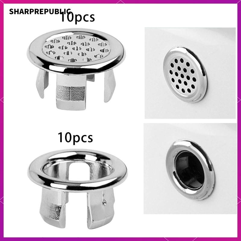 [Sharprepublic] 10 ชิ้นอ่างล้างจาน Overflow Stopper Overflow Cover Vanity Sink Overflow Plug สําหรับ