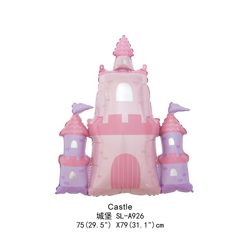 ปราสาทเจ้าหญิงรถม้ารูปร่างฟิล์มอลูมิเนียมบอลลูนเด็กพรรคพื้นหลังผนังตกแต่งสาววันเกิดแรกตกแต่งการจัดบอลลูน - รูปที่ 2