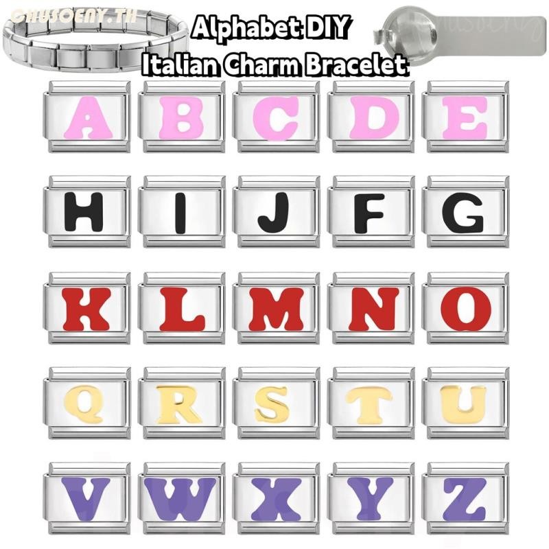 ตัวอักษร 2025 ใหม่แฟชั่นอิตาเลี่ยน Charm Links สําหรับสร้อยข้อมือ Fit 9 มม.สร้อยข้อมือสแตนเลสเครื่องประดับ DIY ทํา