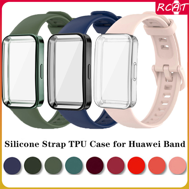 กรณีป้องกัน TPU สายซิลิโคน for Huawei Band 10 9 8 / NFC กรณีป้องกันหน้าจอยางรัดกีฬา for Huawei Band 10 9 8