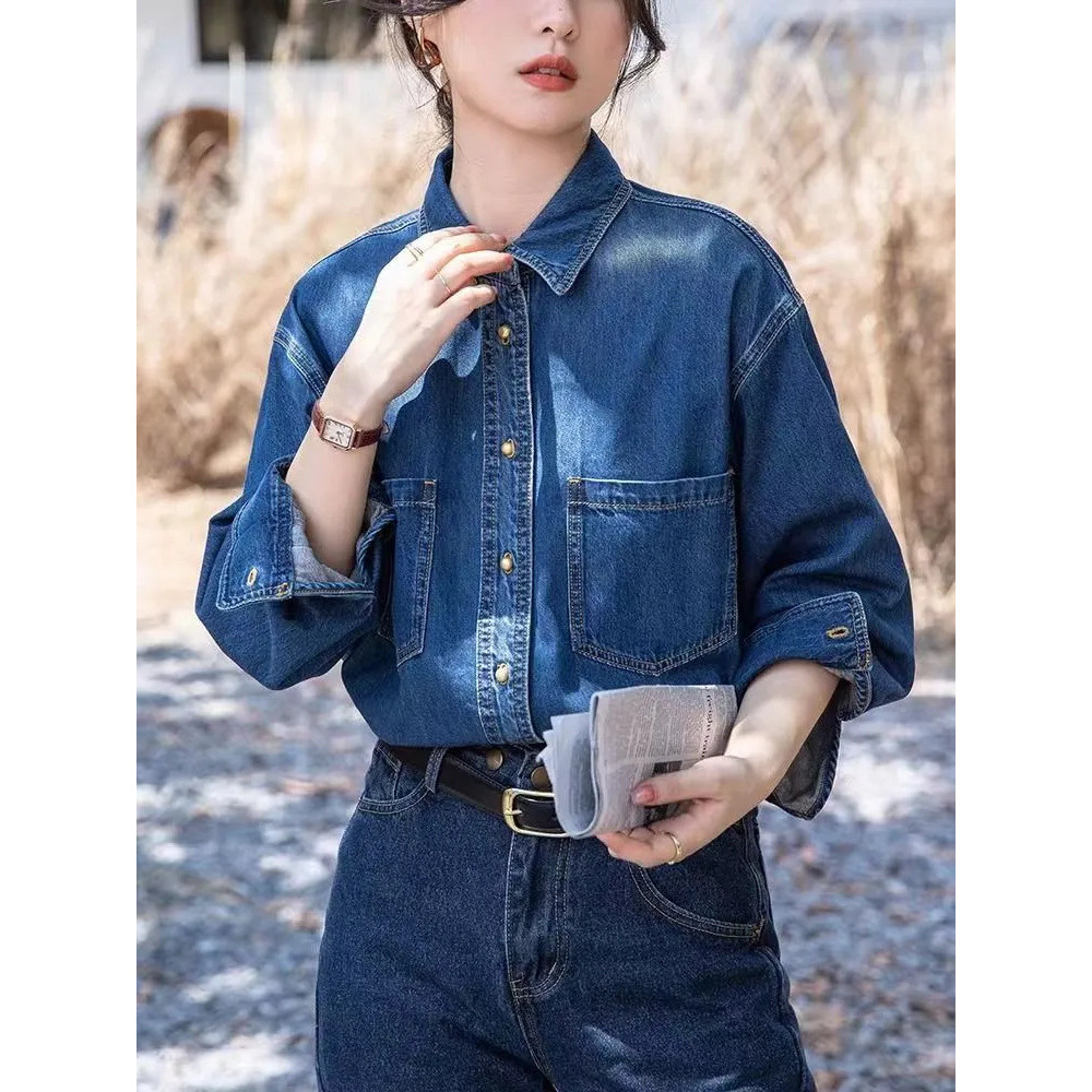 IELGY เสื้อยีนส์ผู้หญิงฤดูใบไม้ผลิใหม่หลวมบางท็อปส์ ราคา ถูกที่สุด ดีลบีเคเค แกลเลอรีภาพที่ 4