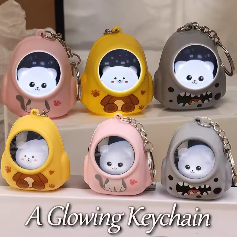 พวงกุญแจนักบินอวกาศหมีเรืองแสง / แมวเรืองแสง เต็มไปด้วยดวงดาว ท้องฟ้า กระเป๋าเป้สะพายหลังพวงกุญแจ / กระเป๋ารถจี้ขนาดเล็ก - รูปที่ 3